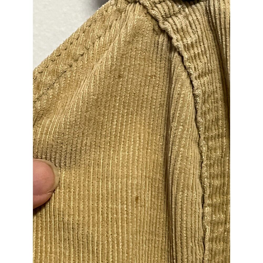 70s Vintage Levis Tan Corduroy Shorts Cropped Culotte Overalls Zip Front 9 XS - Picture 11 of 13